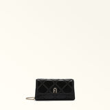 Black Furla Diamante Mini Crossbody, natural leather