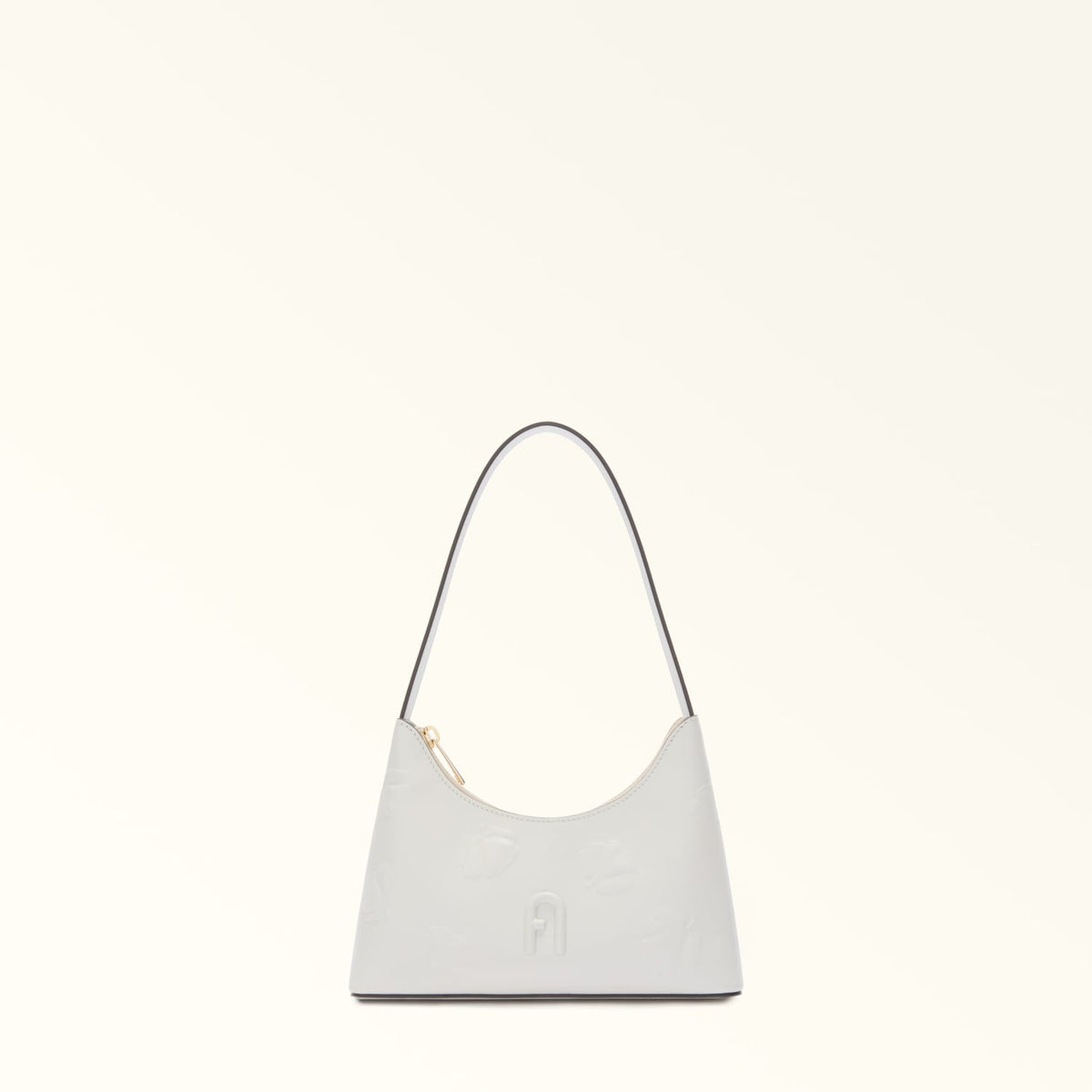 White Furla Diamante S Shoulder Bag, natural leather