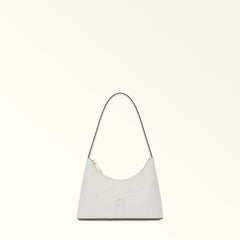 White Furla Diamante S Shoulder Bag, natural leather