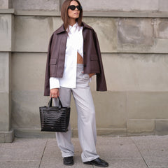 Taupe Furla Divide It Tote S, natural leather