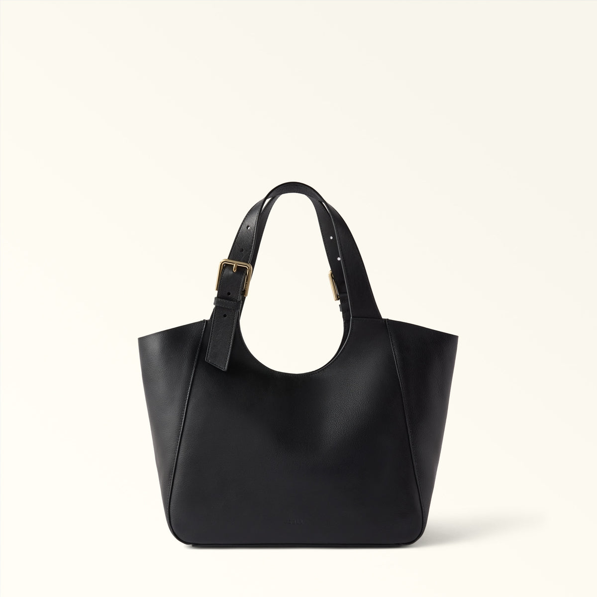 Black Furla Dora M Tote, shopper natural leather