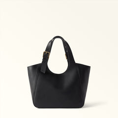 Black Furla Dora M Tote, shopper natural leather