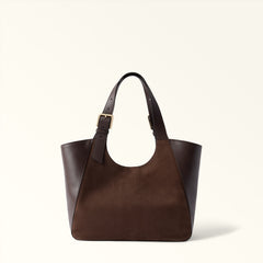 Brown Furla Dora M Tote, shopper suede