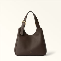 Brown Furla Dora Tote L, natural leather