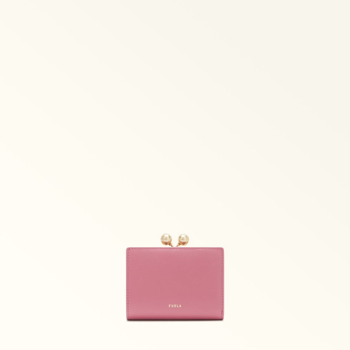 Pink Furla Dots S Compact Wallet Aw25, natural leather