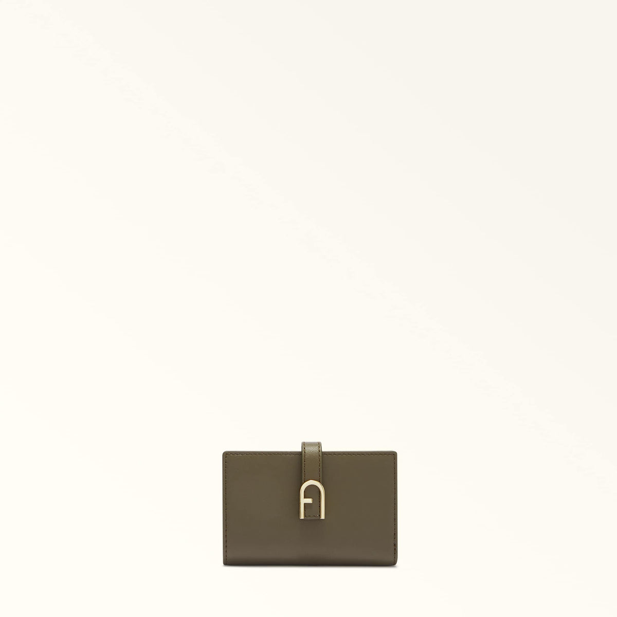 Green Furla Flow M Card Case, credit card holder natural leather