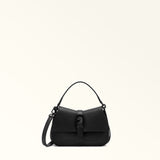 Black Furla Flow Mini Top Handle, shoulder bag natural leather