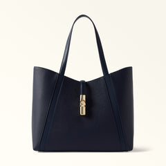 Blue Furla Goccia L Tote, natural leather