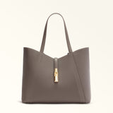 Grey Furla Goccia L Tote, natural leather