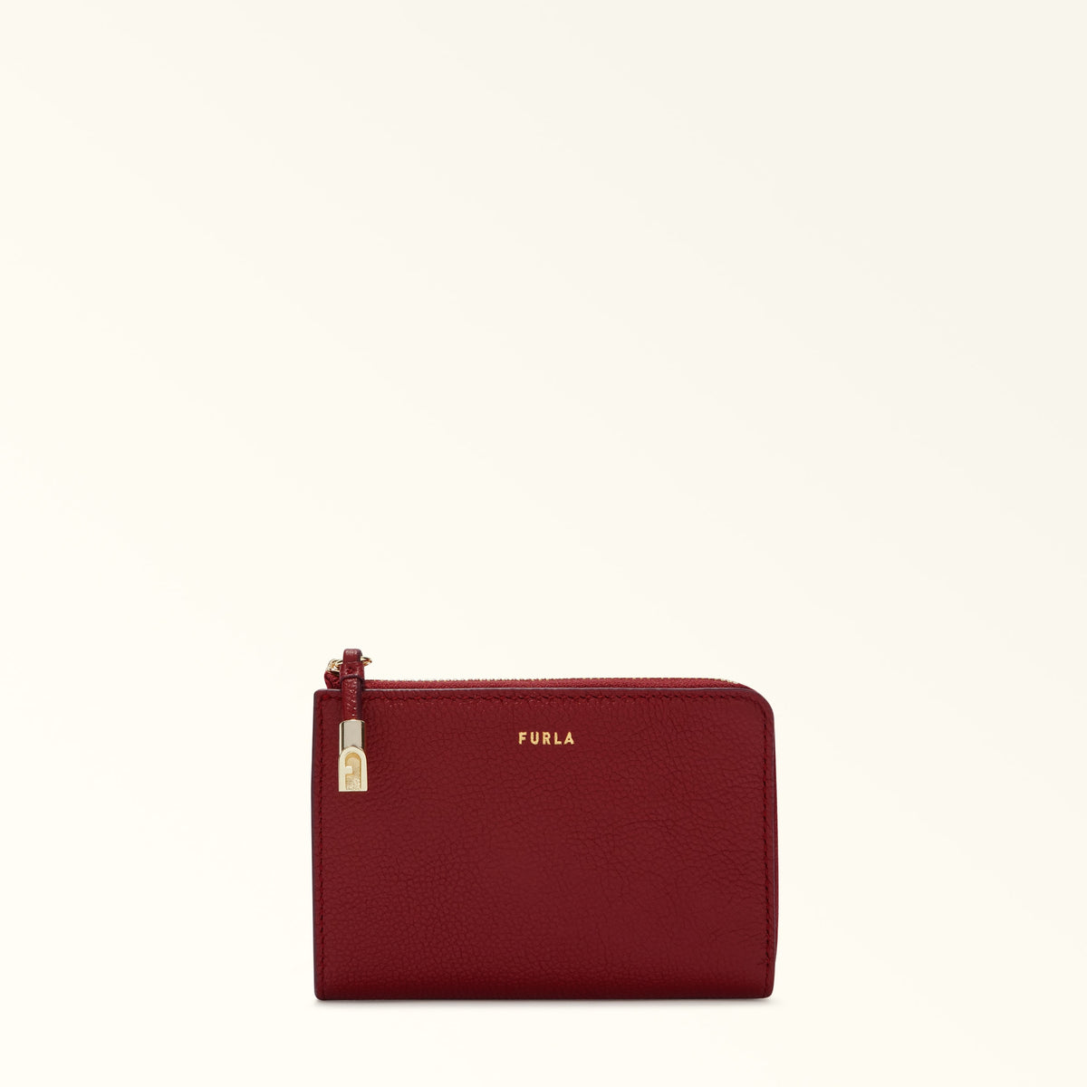 Burgundy Furla Goccia M Card Case, credit card holder natural leather