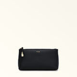 Black Furla Goccia M Cosmetic Case, natural leather