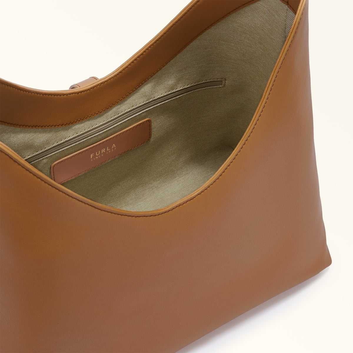 Brown Furla Goccia M Hobo Aw 25, natural leather – view 5