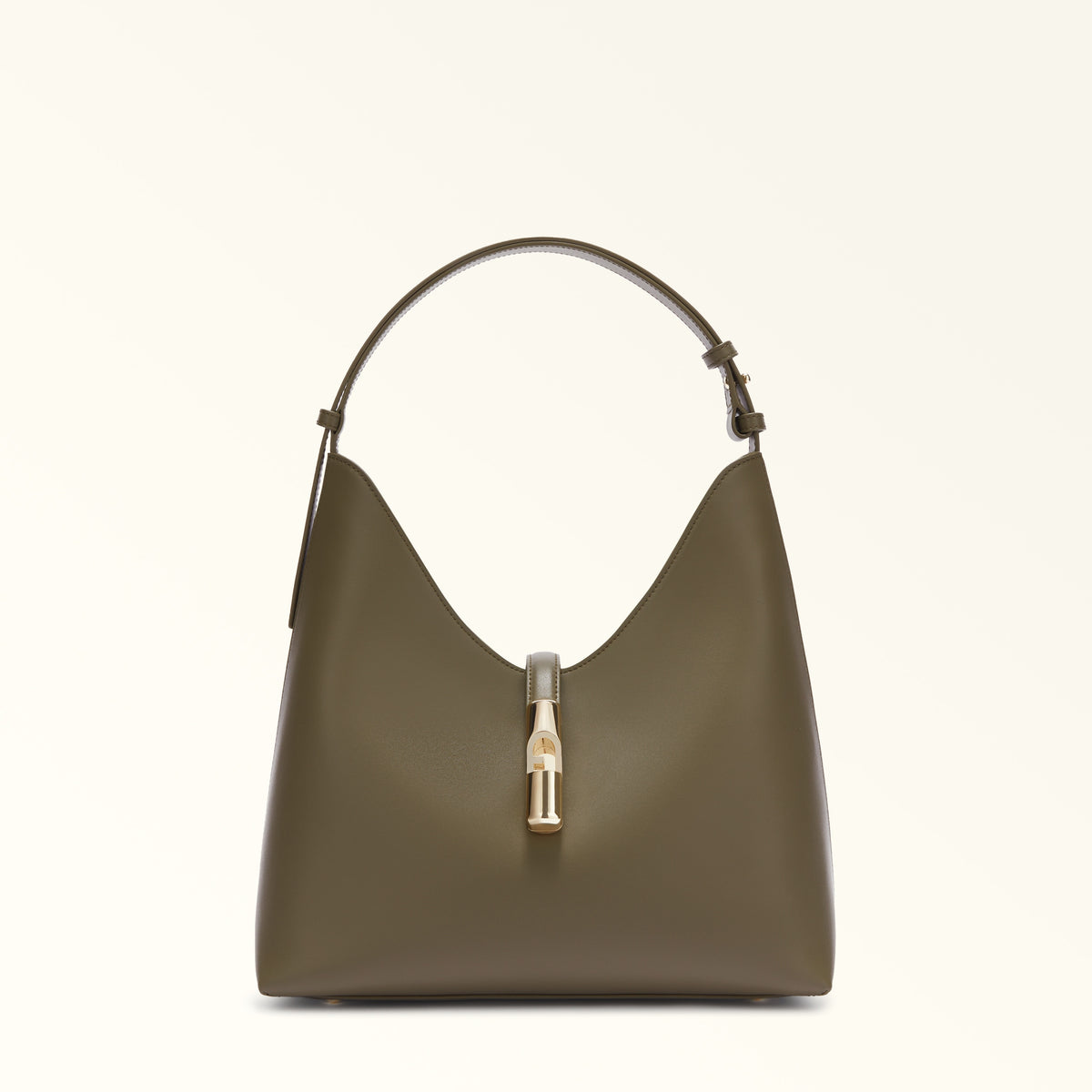 Green Furla Goccia M Hobo, natural leather