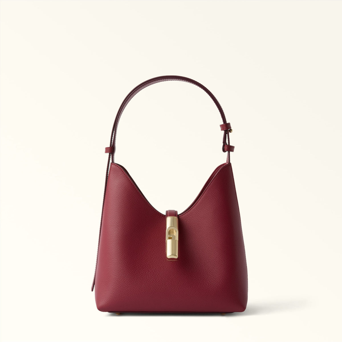 Burgundy Furla Goccia S Hobo, tote natural leather