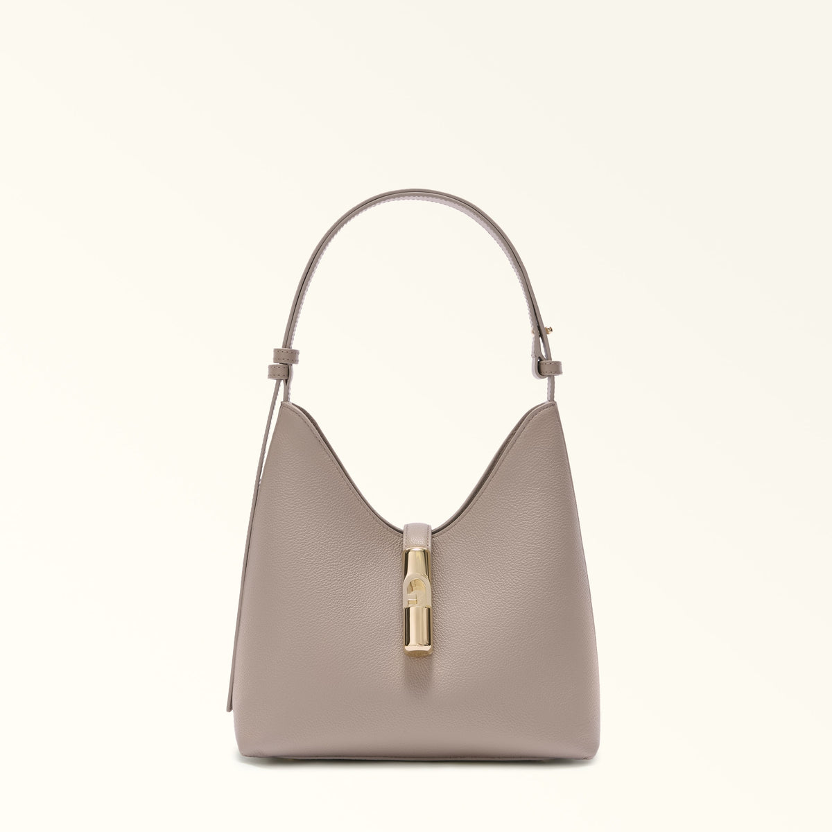 Taupe Furla Goccia S Hobo, tote natural leather