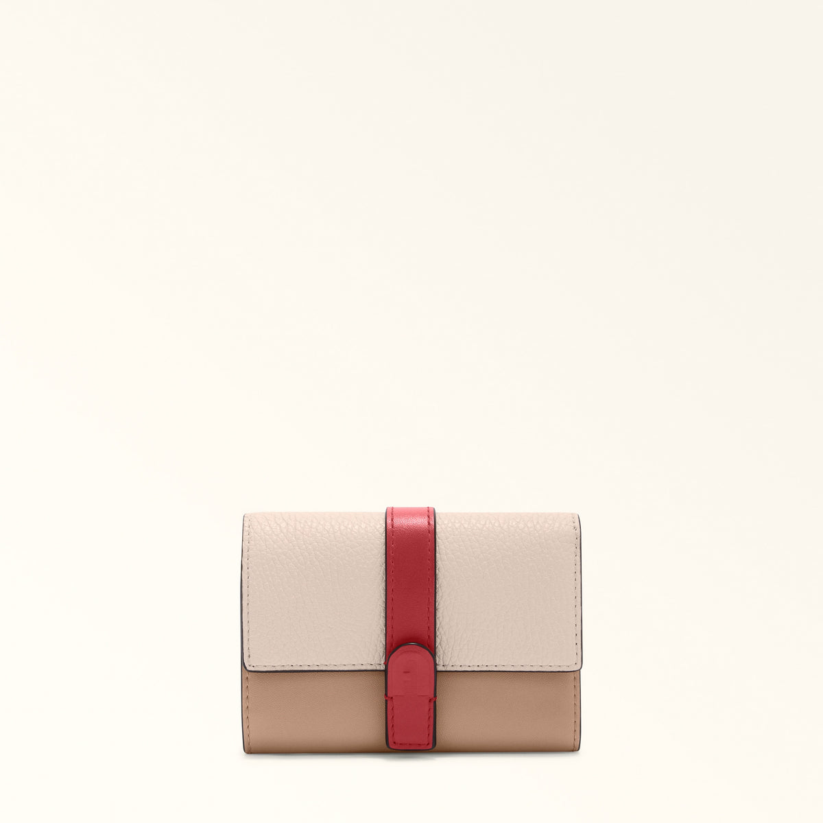 Beige Furla Grazia Compact Wallet M, natural leather