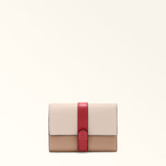 Beige Furla Grazia Compact Wallet M, natural leather
