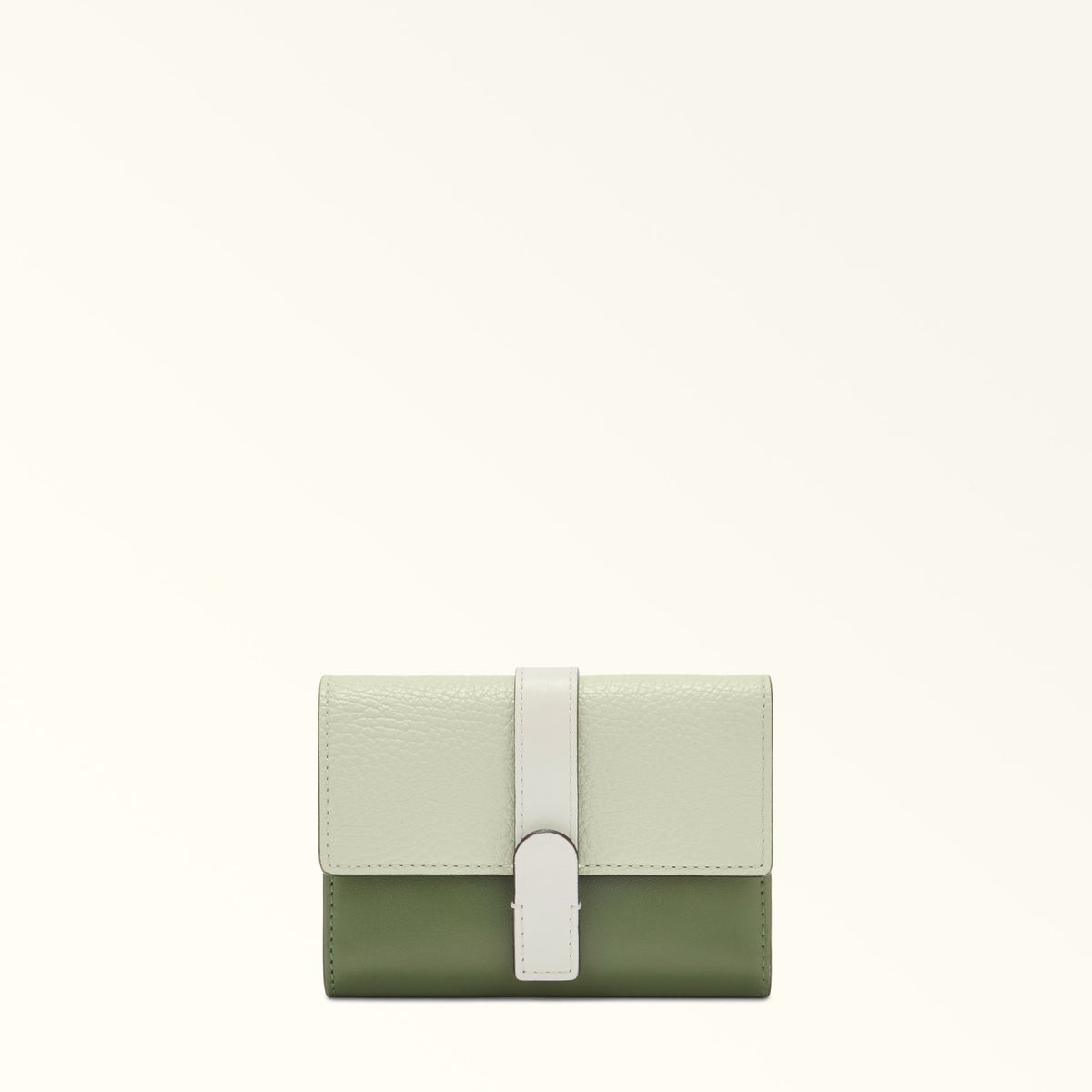 Green Furla Grazia Compact Wallet M, natural leather