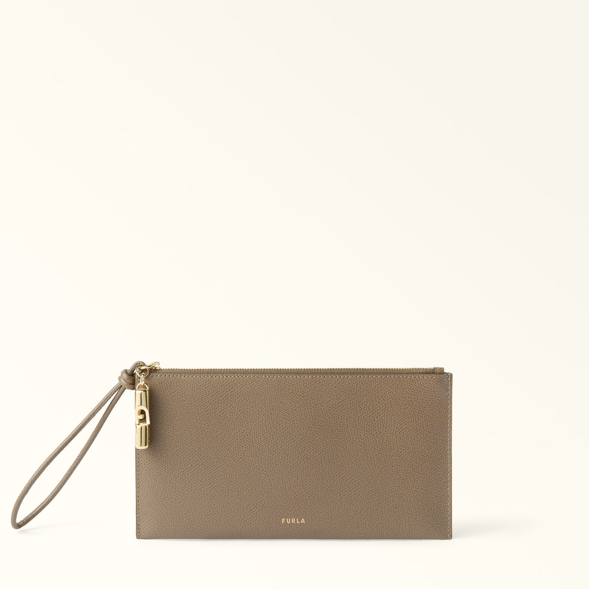 Grey Furla Iride M Envelope, clutch natural leather