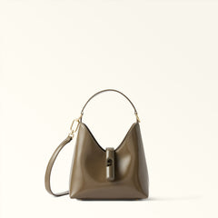Taupe Furla Iride Mini Bag, hobo patent leather