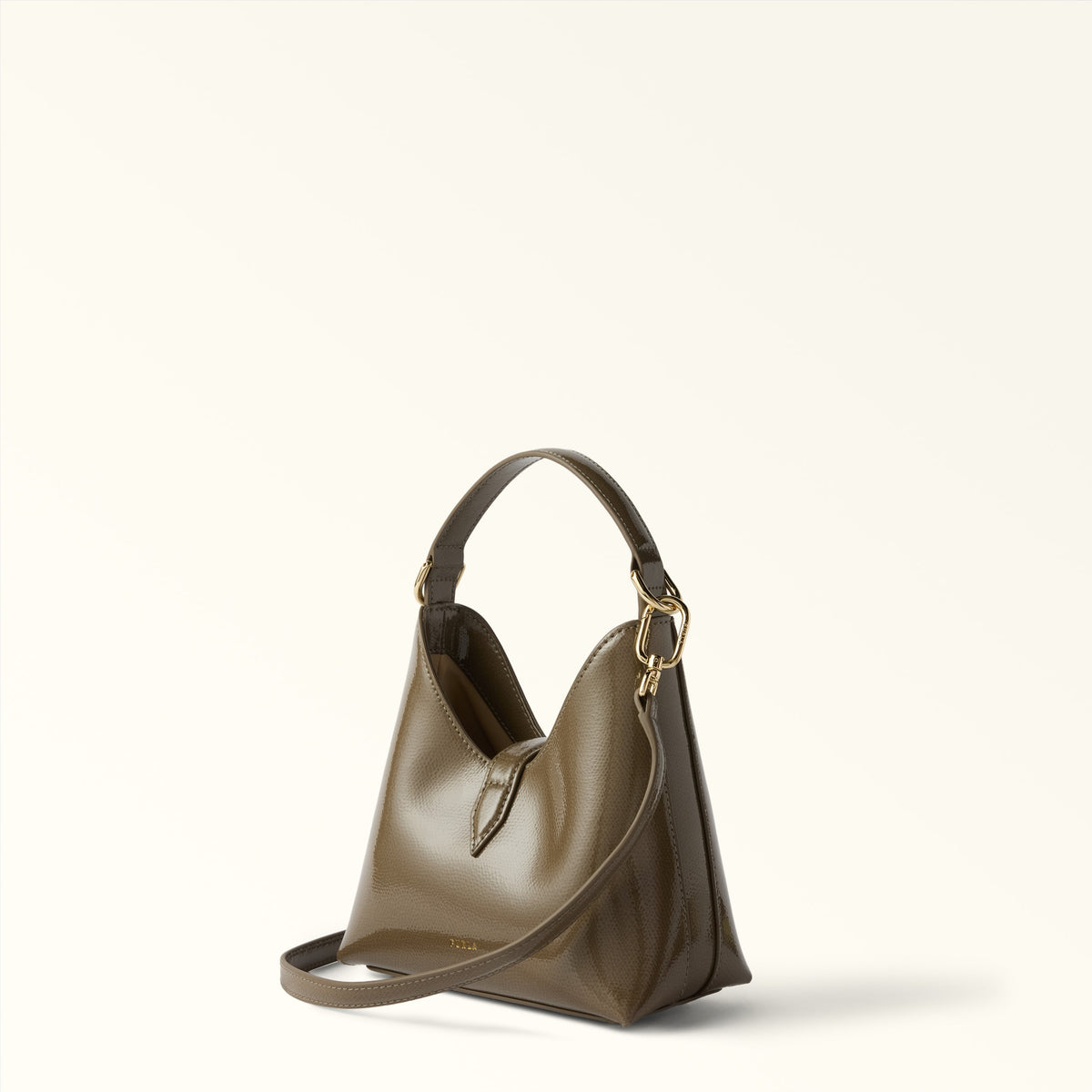 Taupe Furla Iride Mini Bag, hobo patent leather – view 2
