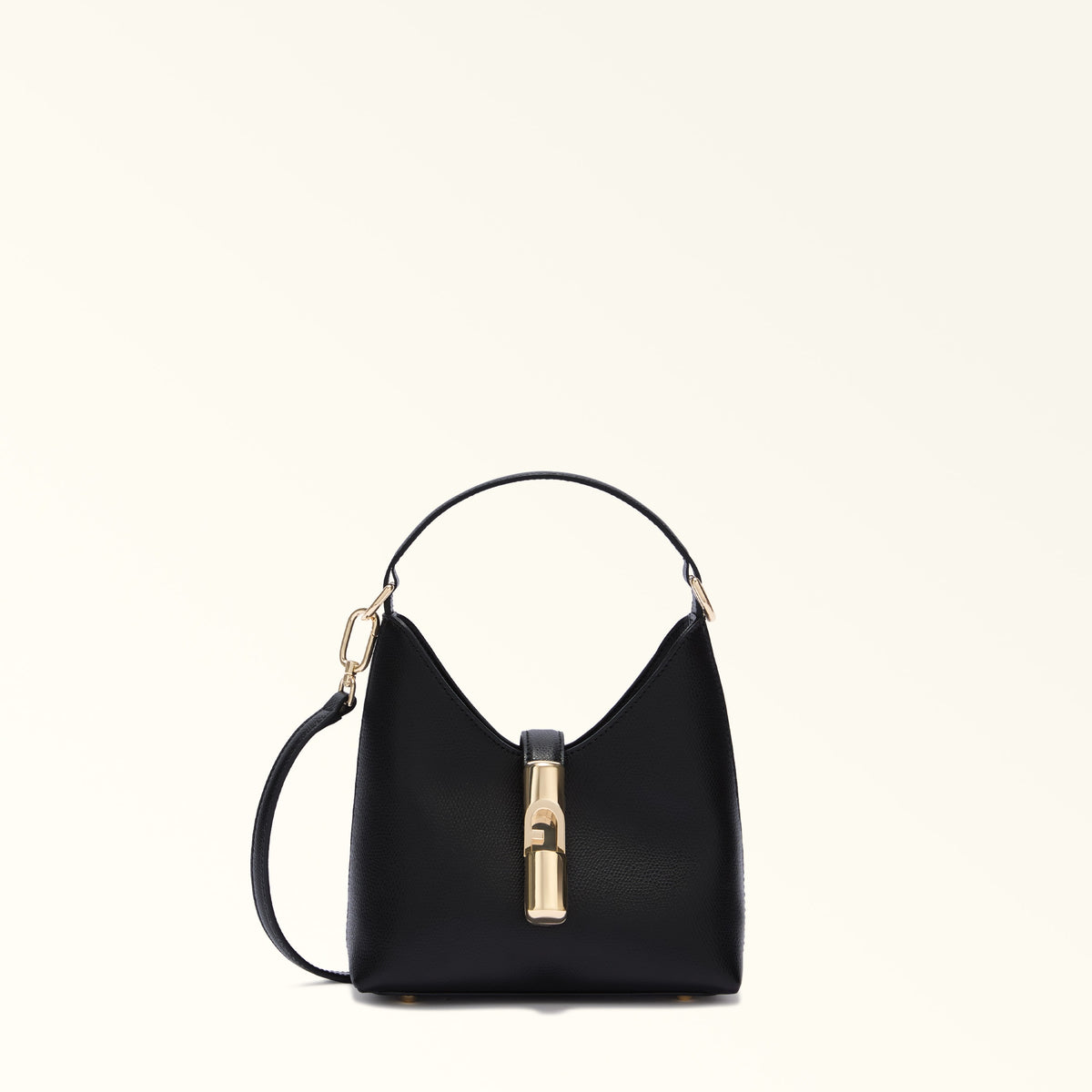 Black Furla Iride Mini Hobo W/strap, natural leather