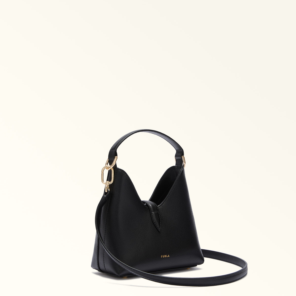Black Furla Iride Mini Hobo W/strap, natural leather – view 3