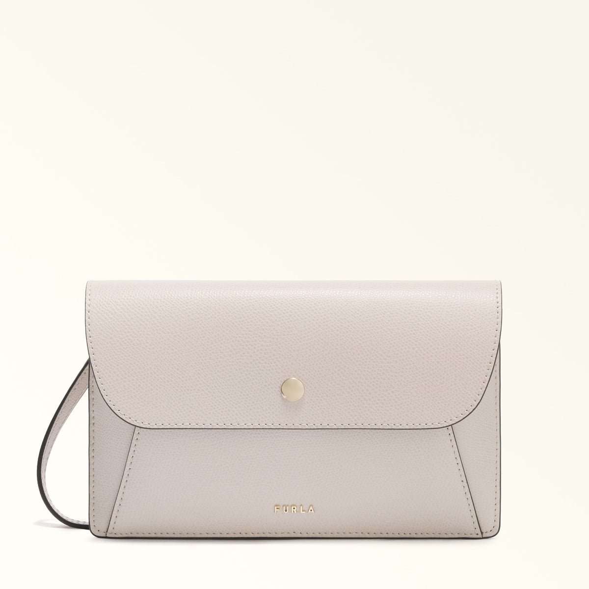 Beige Furla Lea XL Pouch, crossbody natural leather
