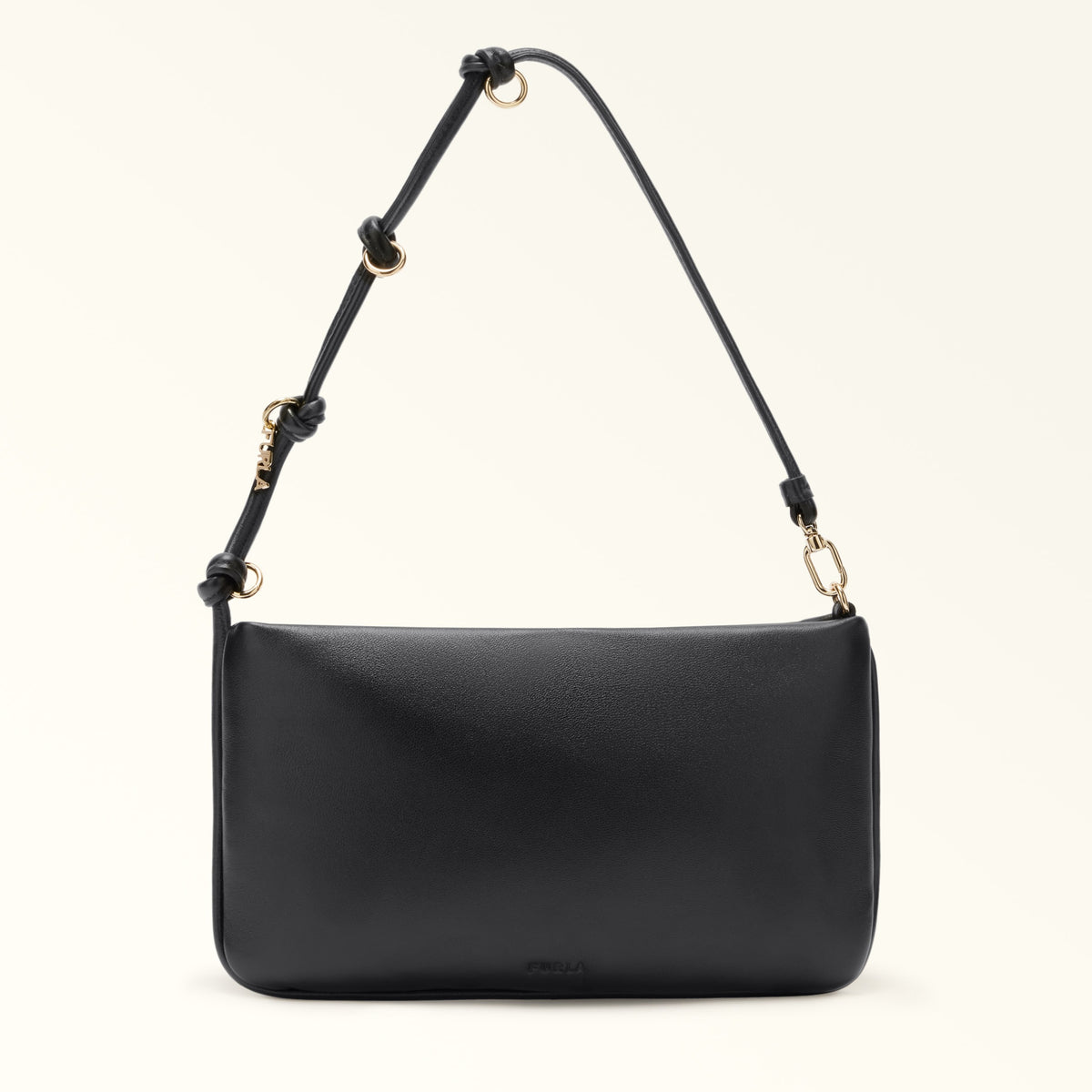 Black Furla Lily Pouch, natural leather