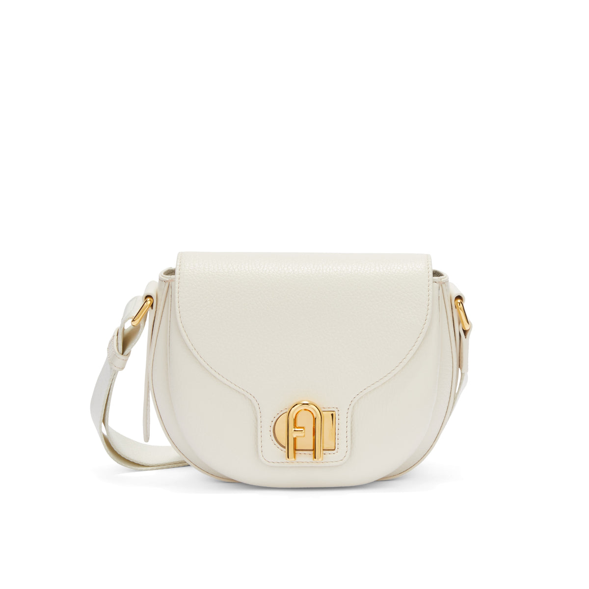 Off White Furla Lotus Mini Crossbody, natural leather