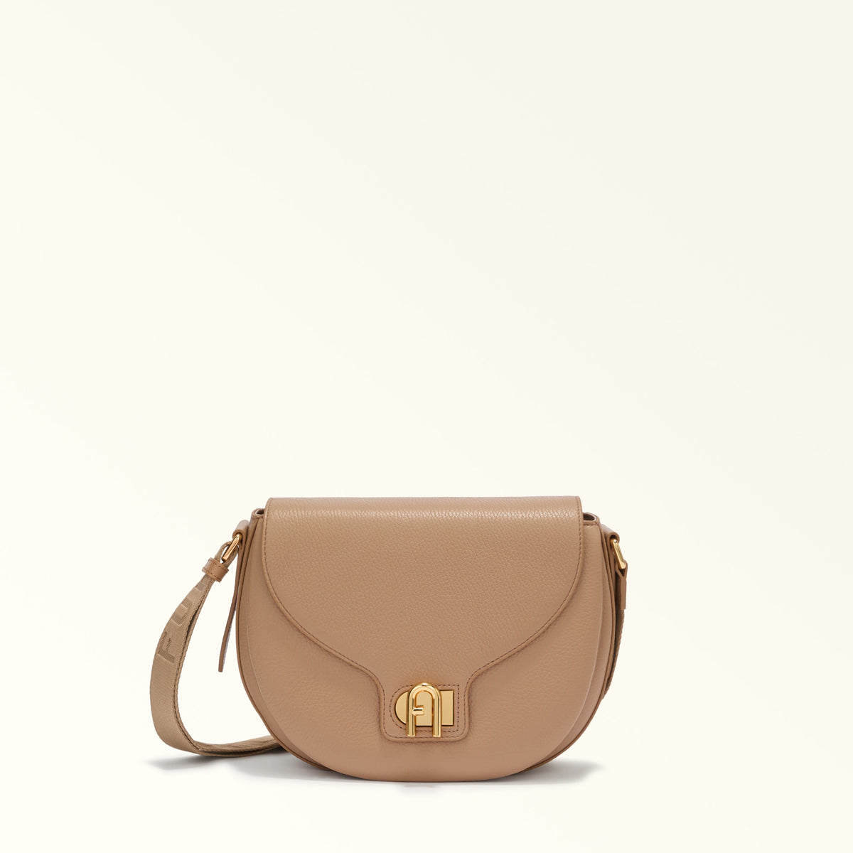 Beige Furla Lotus S Crossbody, natural leather
