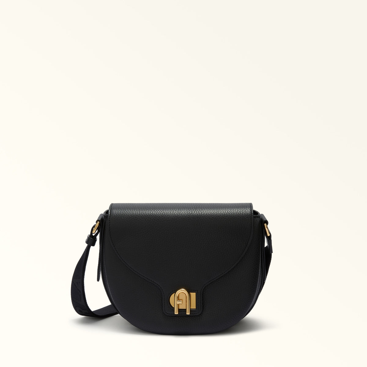 Black Furla Lotus S Crossbody, natural leather
