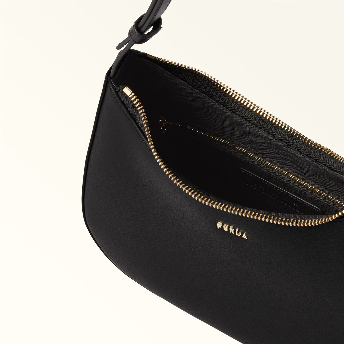 Black Furla Margot S Shoulder Bag, natural leather – view 3