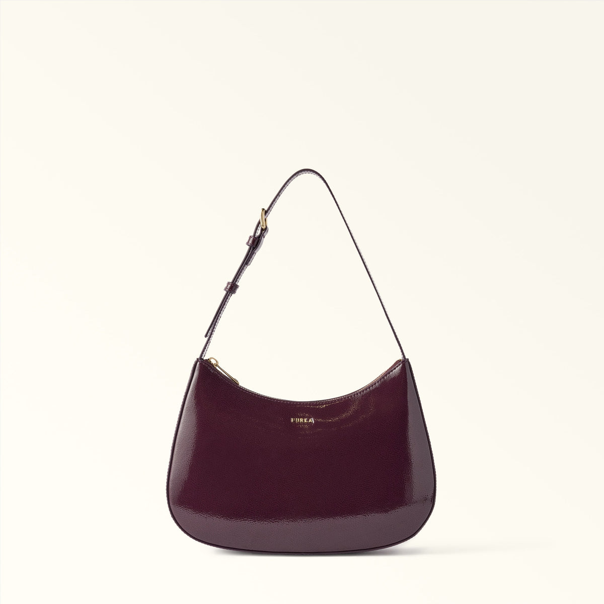 Burgundy Furla Margot S Shoulder Bag, natural leather