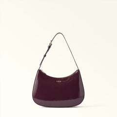 Burgundy Furla Margot S Shoulder Bag, natural leather