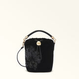 Black Furla Mionido Mini Crossbody Bucket, velvet