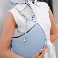 Light Blue Furla Moonstone M Shoulder Bag, natural leather