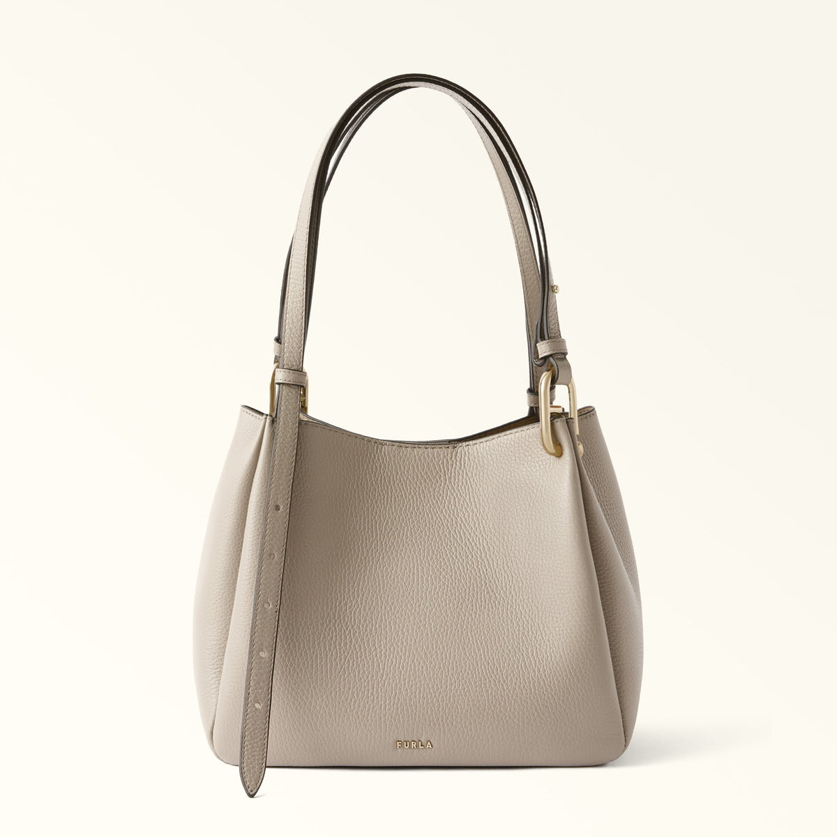 Taupe Furla Nuvola M Tote, natural leather
