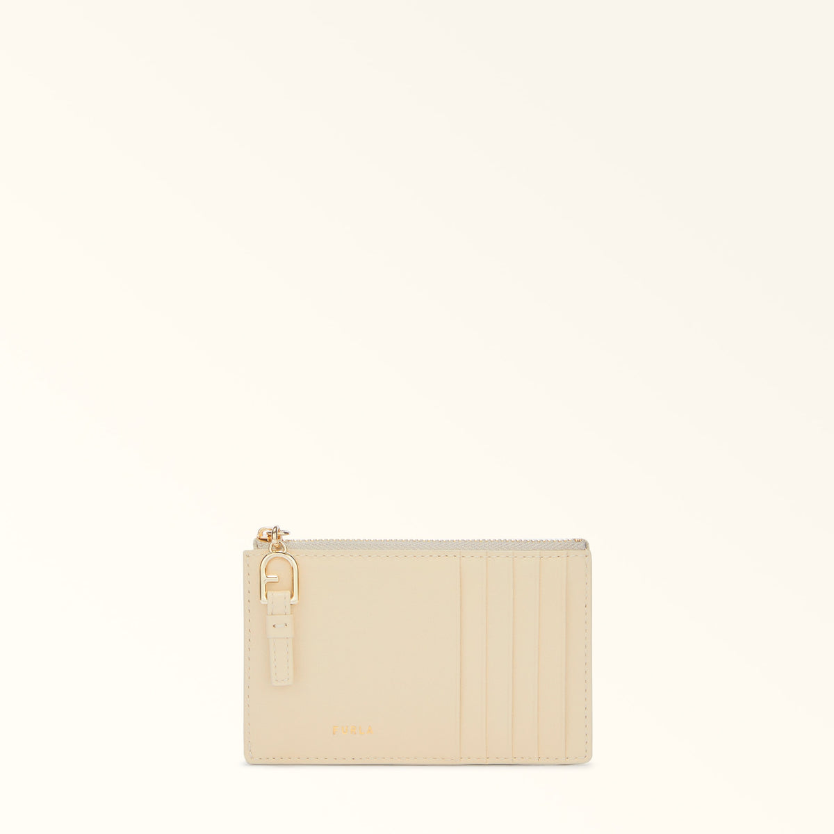 Beige Furla Nuvola M Zipped Card Case, credit card holder natural leather – view 4