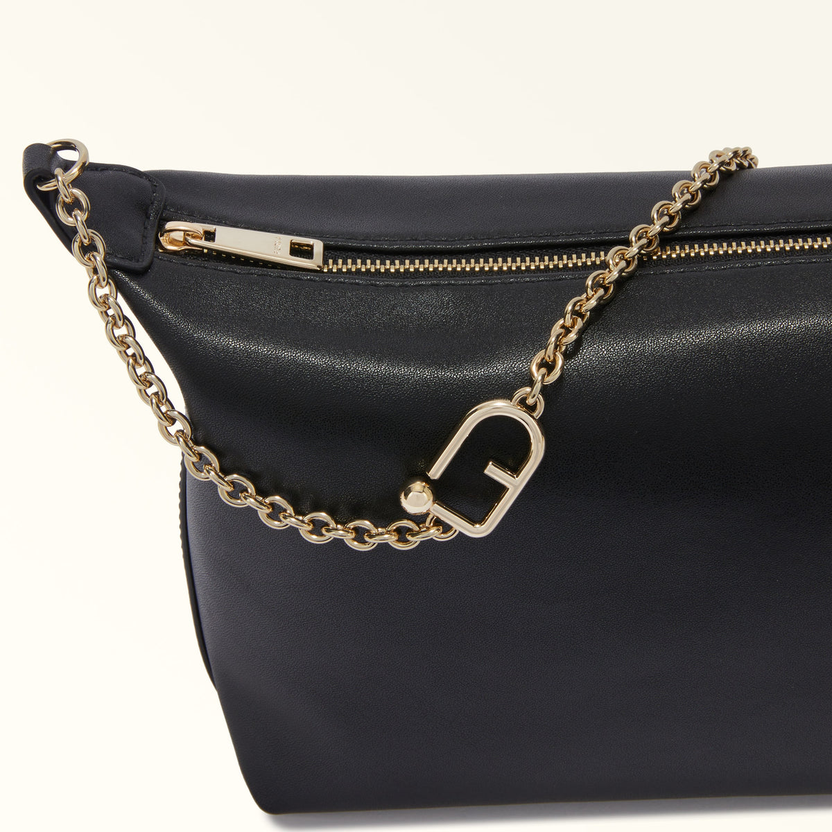 Black Furla Nuvola Mini Crossbody Hobo, natural leather – view 2