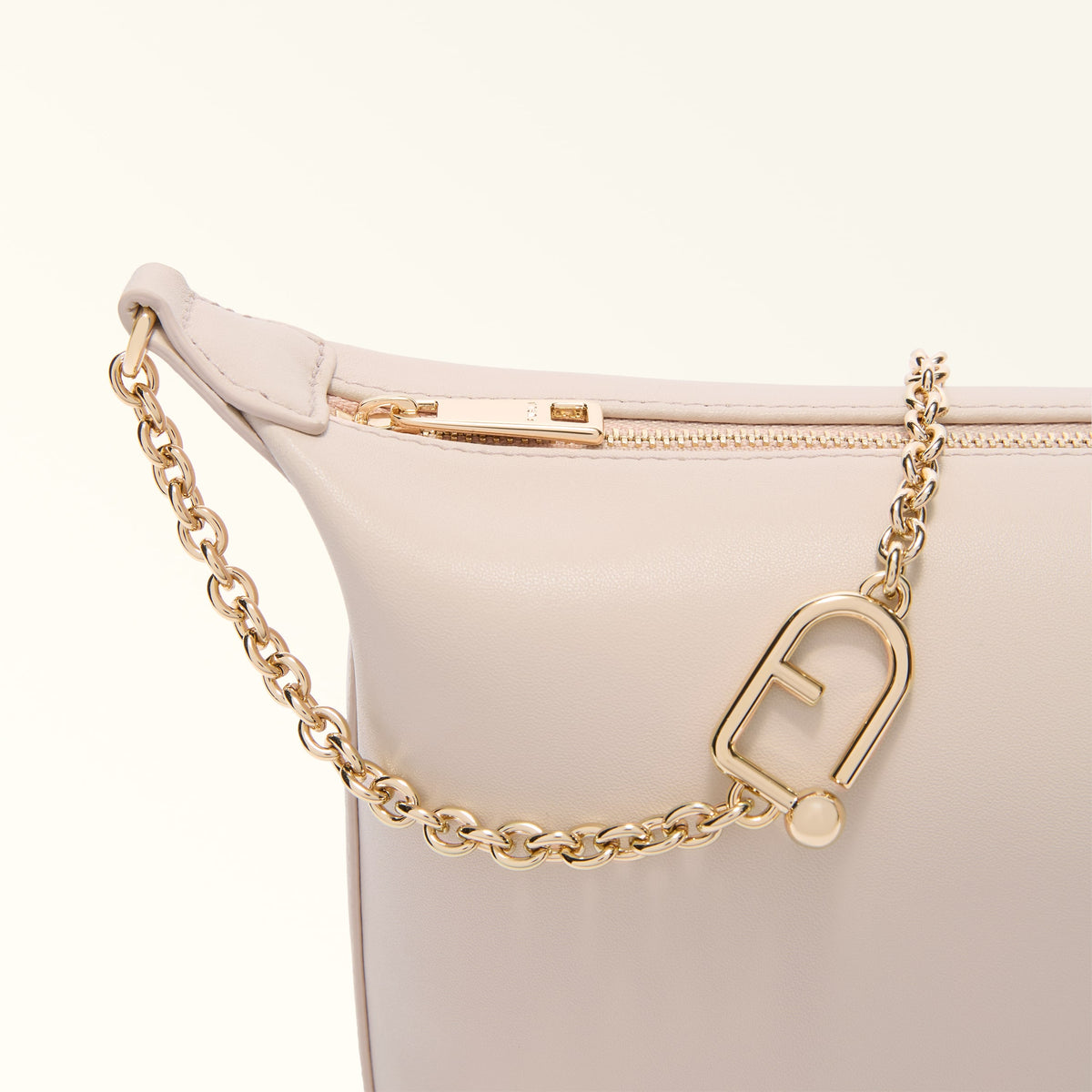 Beige Furla Nuvola Mini Crossbody Hobo, natural leather – view 2