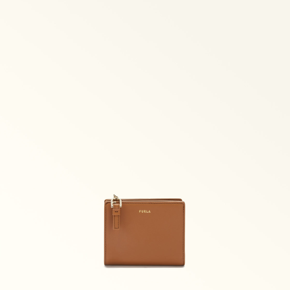 Brown Furla Nuvola S Compact Wallet L, natural leather