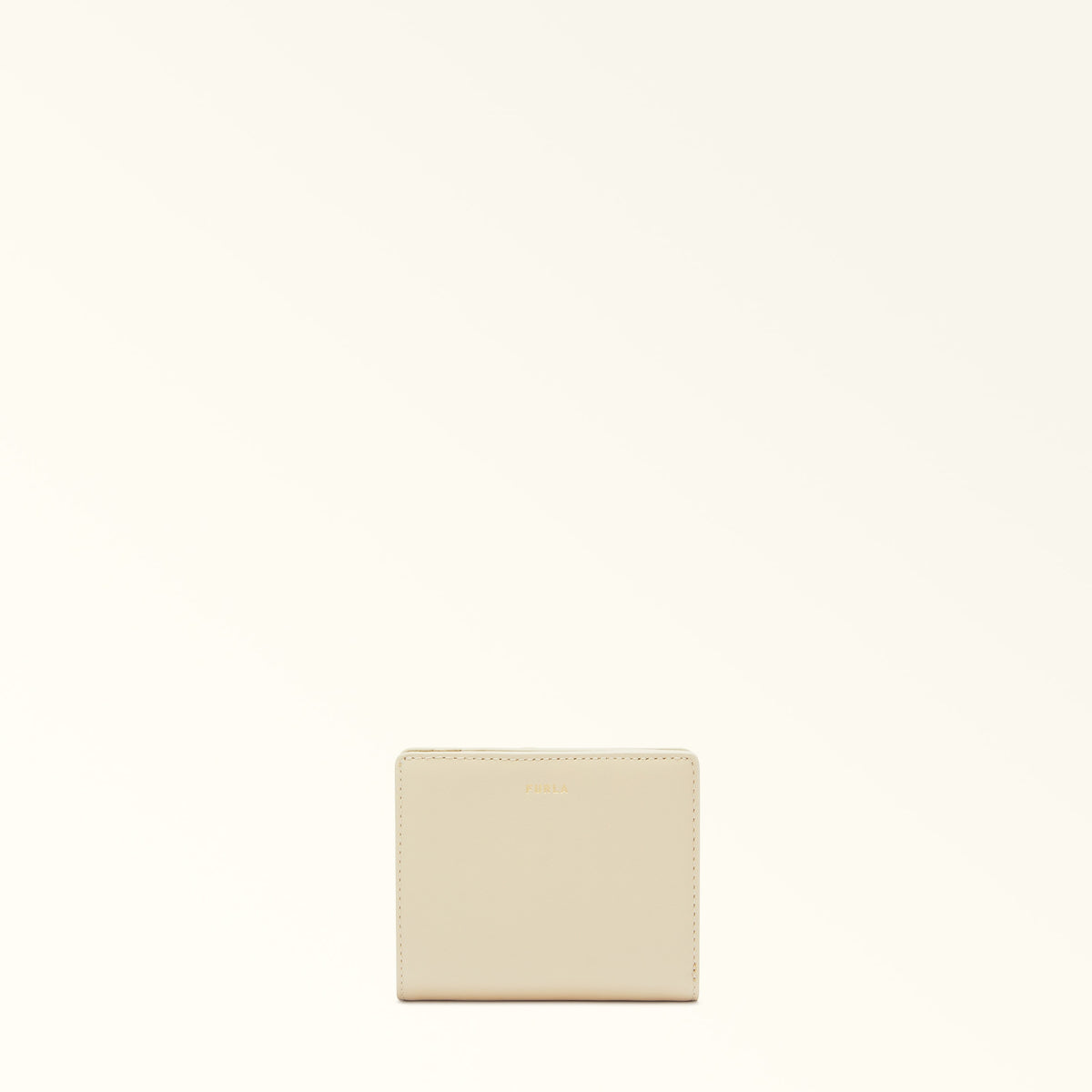 Beige Furla Nuvola S Compact Wallet L, natural leather