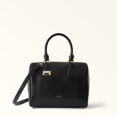 Black Furla Olivia Boston Bag M, handbag natural leather