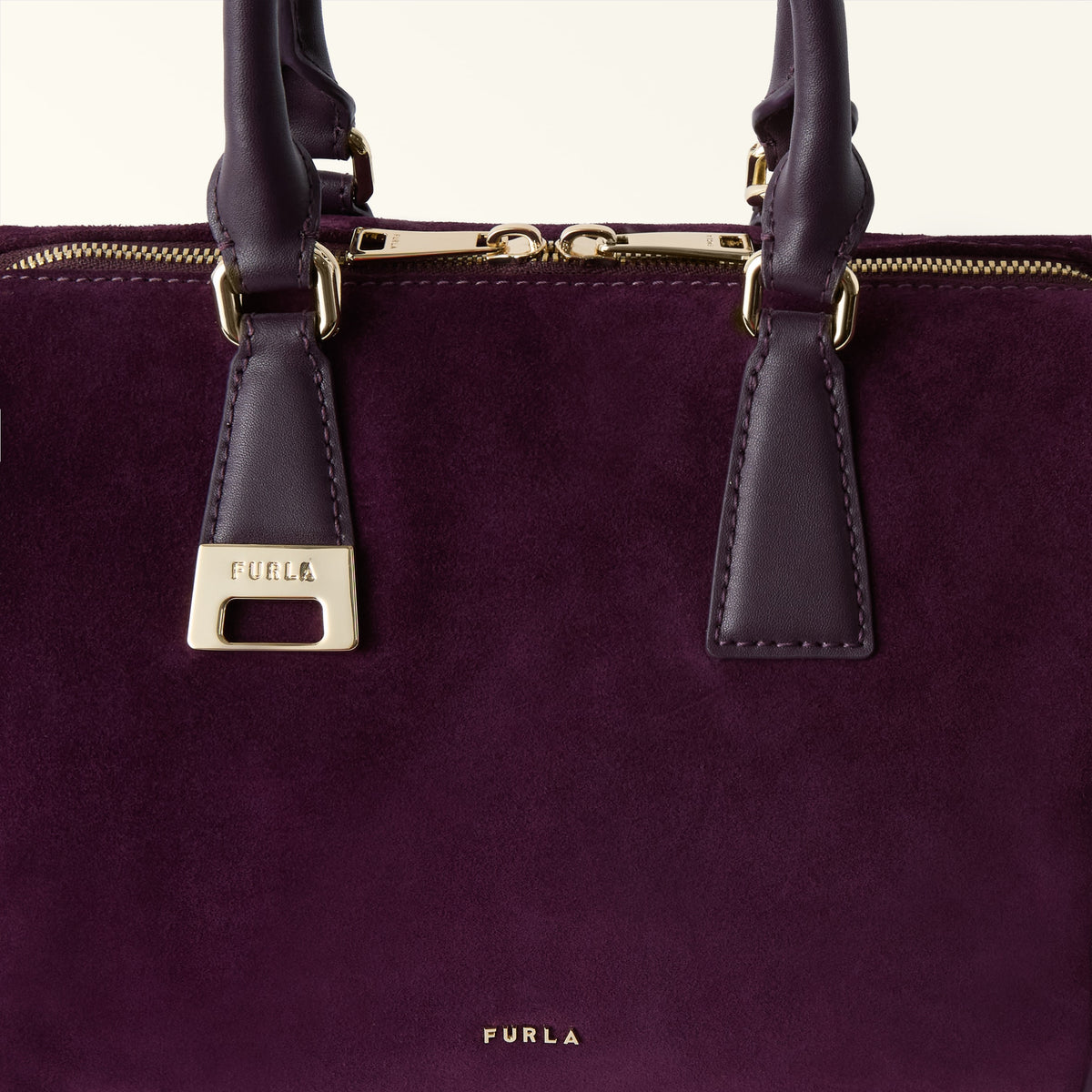 Purple Furla Olivia Boston Bag M, handbag suede – view 2
