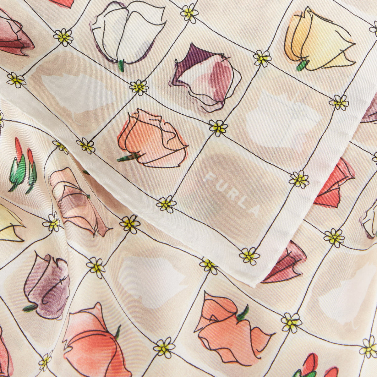 Beige Furla Primula Carre' 60x60, scarf silk – view 4