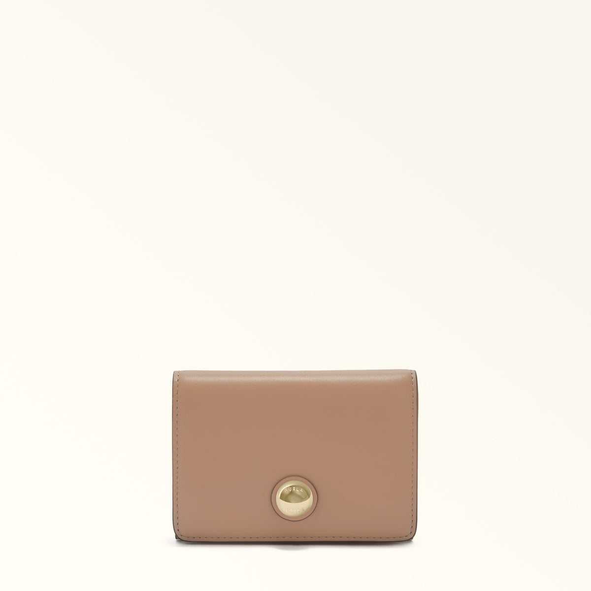 Taupe Furla Sfera M Compact Wallet, natural leather