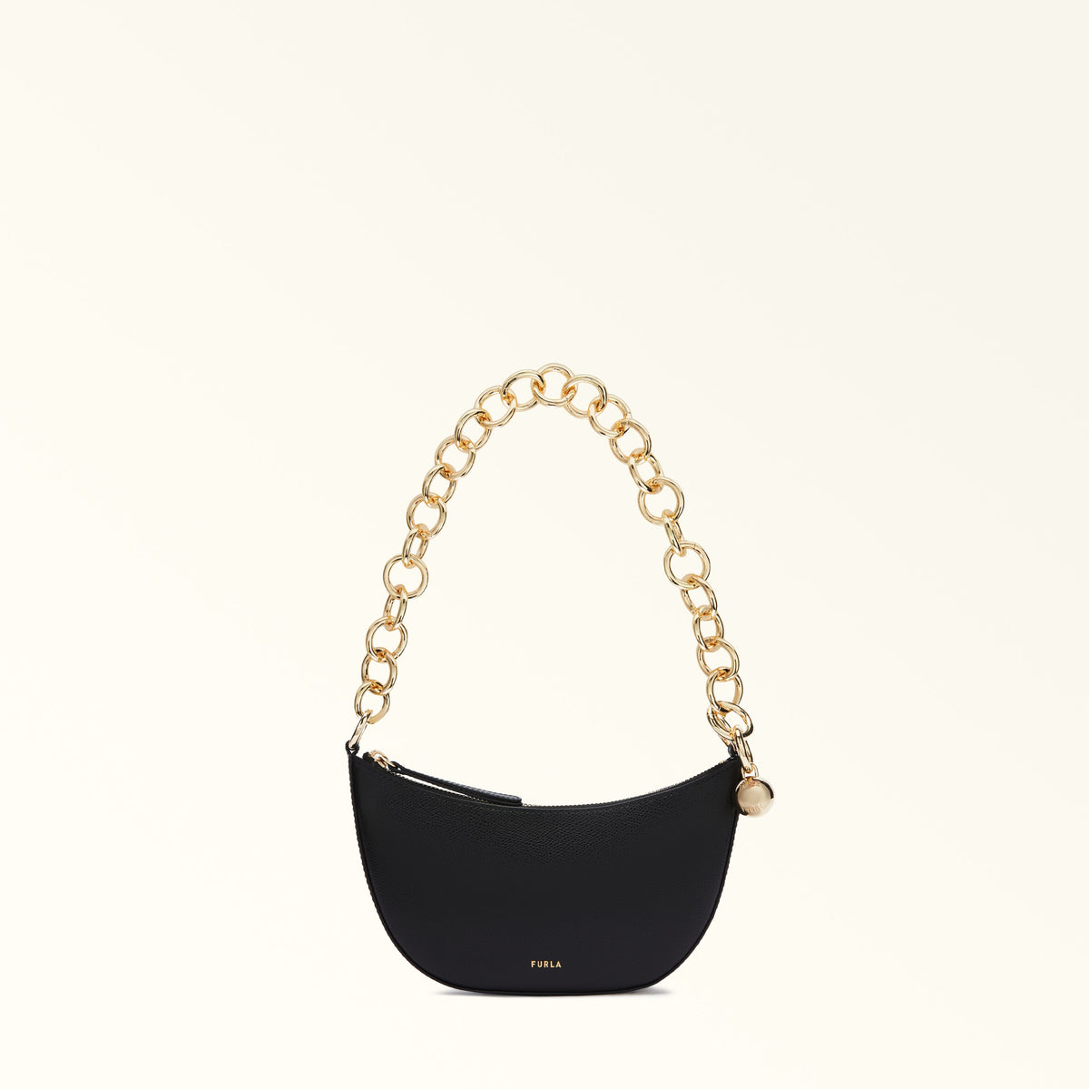 Black Furla Sfera Mini Shoulder Bag, mini bag natural leather