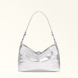 Silver Furla Sfera Soft M Shoulder Bag, natural leather