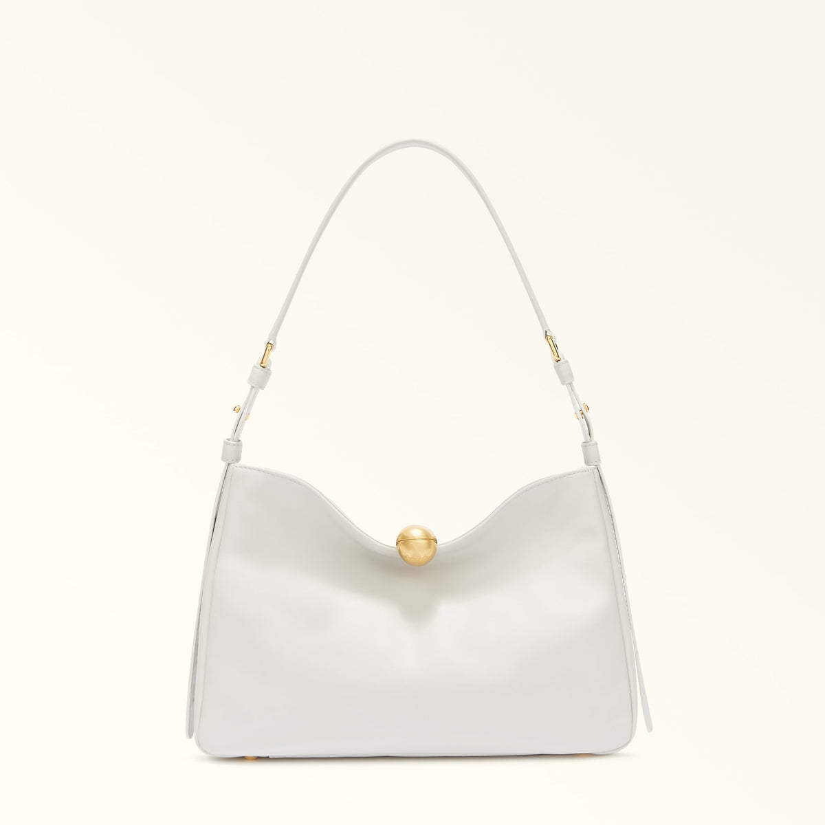 White Furla Sfera Soft M Shoulder Bag, natural leather